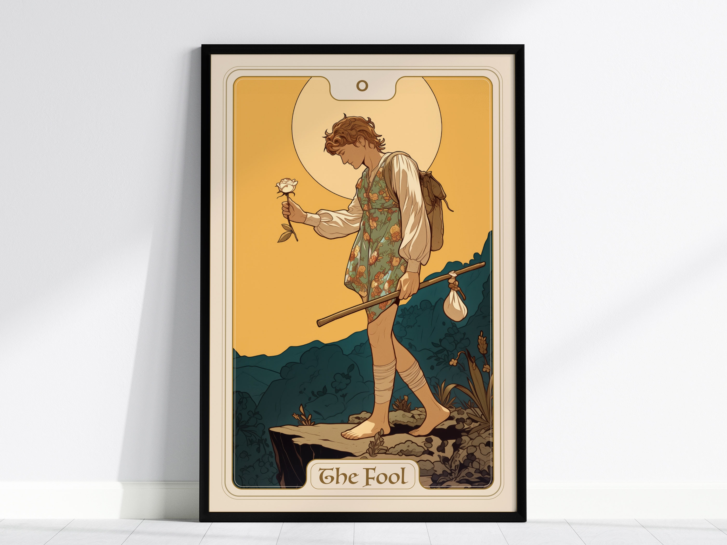 The Fool Tarot Card Framed Poster: Art Nouveau Divination Decor