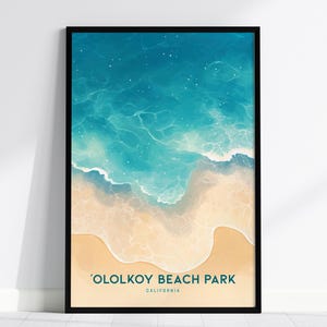 Oxnard Beach Poster: Ololkoy Beach Park, California Aerial View Art, Ventura County Beach Print, California Gift, Coastal Wall Decor