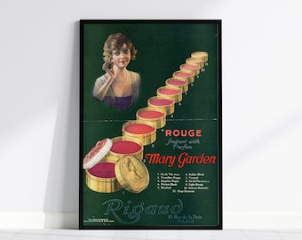 Vintage Mary Garden Rouge Ad: 1920s French Cosmetics Poster