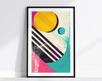 80s Retro Poster | Abstract Geometric Art Vintage 1980s Wall Decor