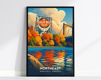 Grain Belt Beer Poster: Northeast Minneapolis Art Print, Minnesota Wall Decor, Vintage Beer Sign, Northeast MPLS Gift, Retro Bar Art