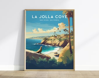 La Jolla Cove Art Print: San Diego Sea Lion Coastal Poster