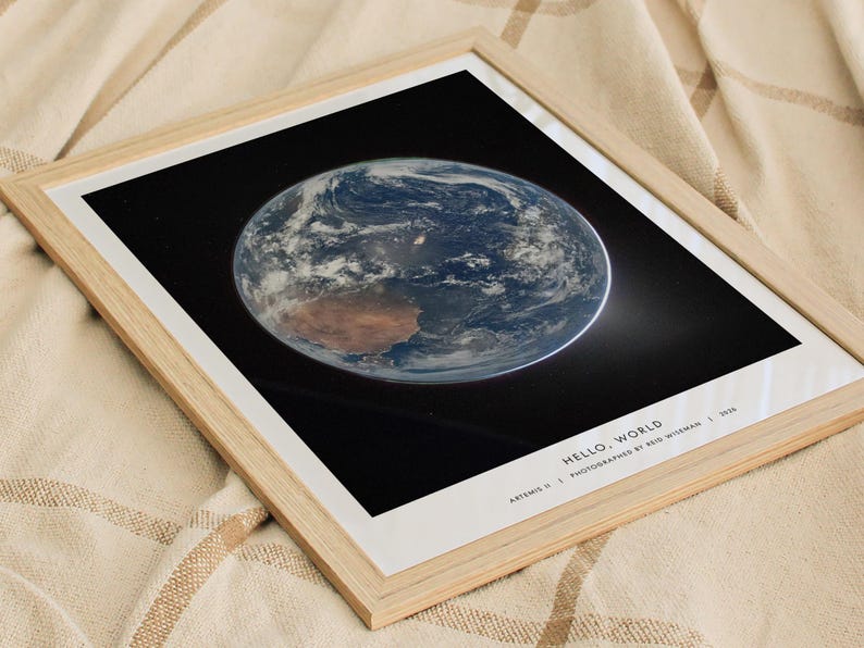 Hello World NASA Poster, Artemis II NASA Photo, Planet Earth Wall Art, Reid Wiseman Print, Space Lover Gift, Framed or Unframed image 10