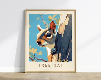 Squirrel Art Print: Urban Wildlife Series, Funny City Animal Decor