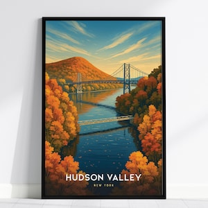 Hudson Valley Travel Poster: Bear Mountain Bridge, New York Art Print image 1