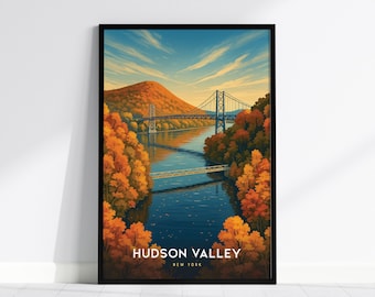 Hudson Valley Travel Poster: Bear Mountain Bridge, New York Art Print
