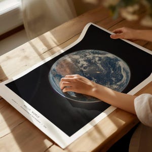 Hello World NASA Artemis II Earth poster Blue Marble Reid Wiseman space photography artwork
