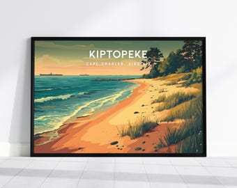 Kiptopeke Landscape Poster Cape Charles Virginia Vacation Wall Art Framed or Unframed, Cape Charles