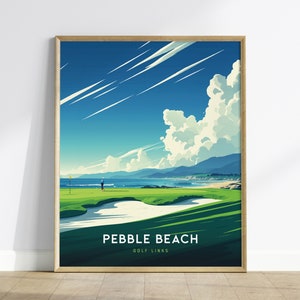 Pebble Beach Golf Links Poster, California Golf Course Wall Art, Framed/Unframed Golf Landscape Print, Golfer Gift, Pebble Beach Decor
