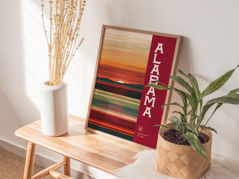 Impresión de arte abstracto de Alabama: póster minimalista en tonos castaños imagen 6