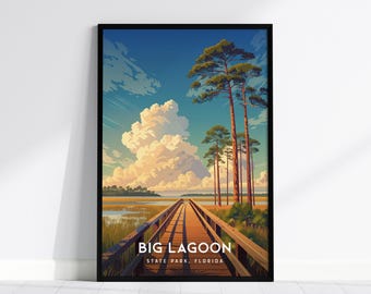 Big Lagoon Travel Poster, State Park Florida Wall Art, Framed or Unframed Print