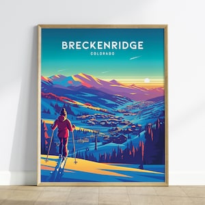 Breckenridge Colorado Framed Print, Wall Decor, Breck Sunset Print, Breckenridge Poster Colorado Art Gift, Breckenridge Ski and Snowboard