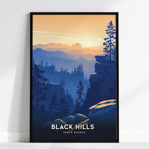 Black Hills South Dakota Poster – Scenic Minimalist Art Print, Available Framed/Unframed, Great Gift for Nature Lovers, Home Wall Art Decor
