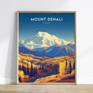 Poster del Monte Denali: stampa artistica sulle montagne dell'Alaska, decorazione naturalistica