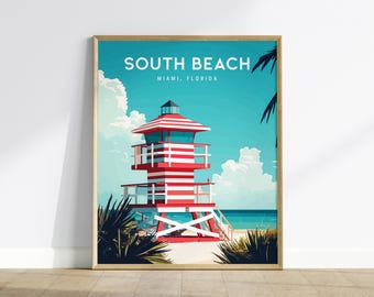 South Beach Lifeguard Tower Print: Miami Minimalist Art