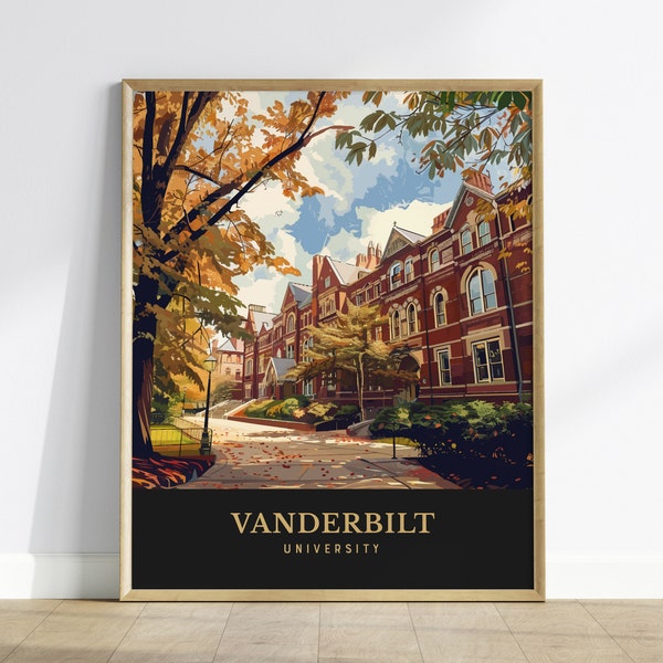 Vanderbilt University, Nashville, Framed Travel Print | Tennessee College Campus Ivy League Alumni Wall Art Office Room Decor Poster Gift