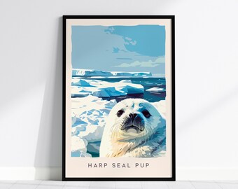 Harp Seal Pup Poster Pagophilus groenlandicus, Wildlife Wall Art, Framed or Unframed