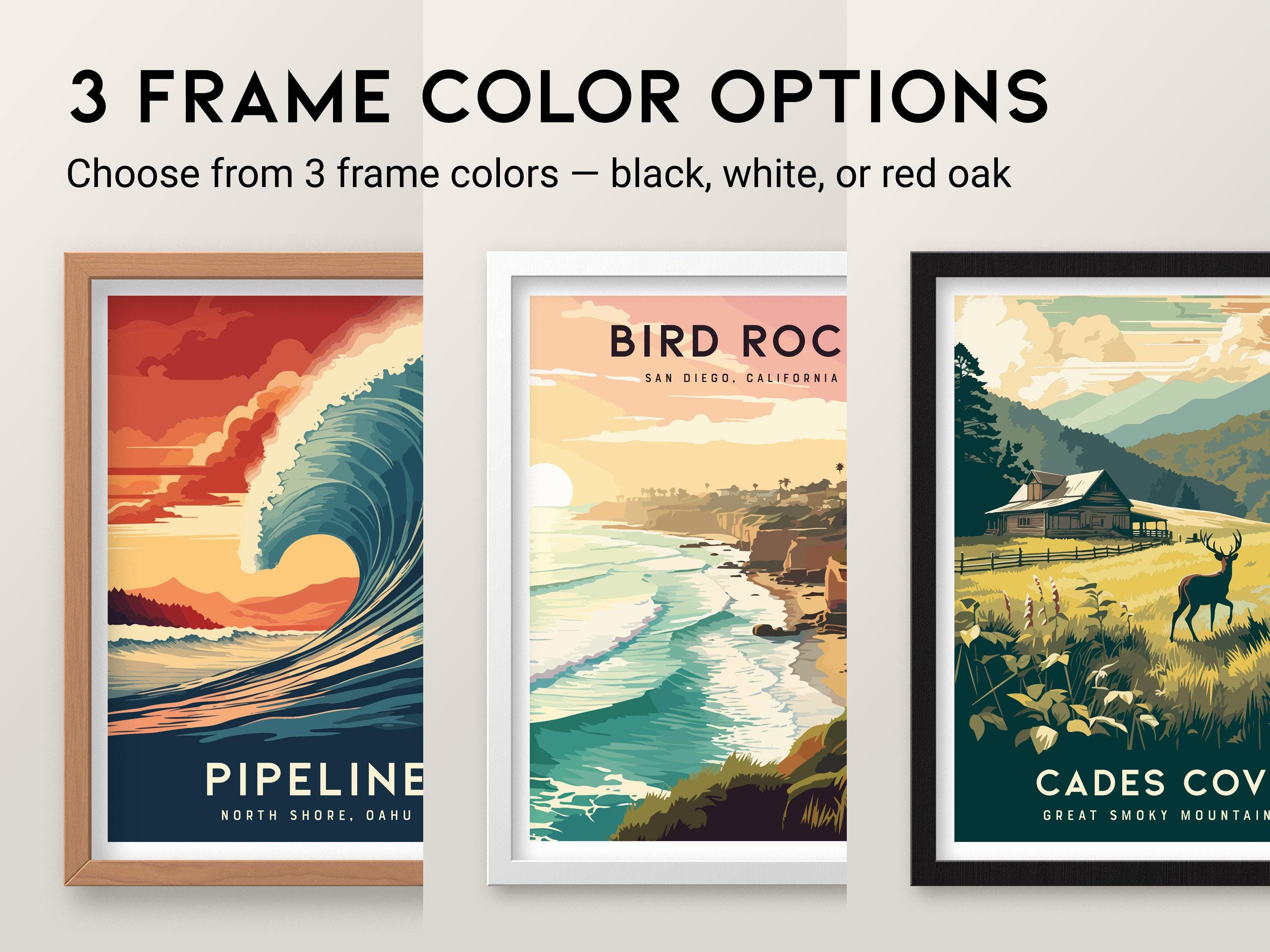 マリブ・サーフライダー・ビーチの額入りポスター：カリフォルニア