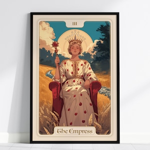 The Empress Major Arcana Tarot Karte Gerahmtes Poster - Rider Taile Artwork Wahrsagen Jugendstil Wicca Dark Academia Wohnkultur Geschenk Set