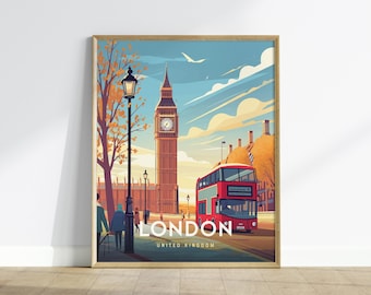 Big Ben Londyn Wydruk: Plakat podróżniczy do Anglii, prezent dla podróżnika