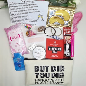 Kit personalizzato per postumi della sbornia / Kit per ma siamo morti / Kit di sopravvivenza pre-riempito / Addio al nubilato / Sacchetto regalo / Matrimonio / Sposa / Addio al nubilato / Festa