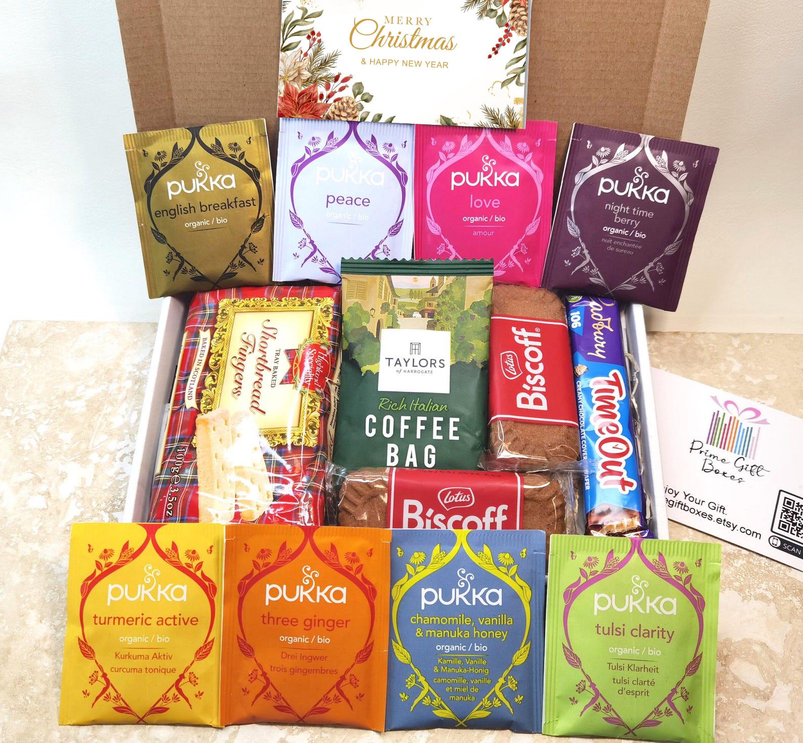 Tea & Coffee Gift Box - Pukka Tea, Biscoff Biscuits, Relaxation HamperMothers Day Present