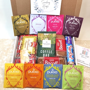 Té orgánico Pukka, galletas Biscoff, café, té, caja de regalo, buzón, regalos personalizados, Navidad, abrazo en una caja, cumpleaños para él y para ella
