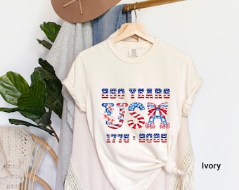 Koszulka z okazji Dnia Niepodległości, koszulka Coquette USA 250, koszulka z okazji 250. rocznicy, koszulka z flagą USA, koszulka z okazji 4 lipca, patriotyczny prezent, wygodne kolory
