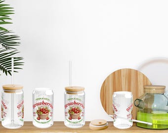 Niedliche Erdbeertasse, lässiger Kaffeebecher, Erdbeer-Liebhaber-Tasse, Bauernmarkt-Tasse, Erdbeerbecher, Erdbeertasse, Sipper-Glas, 16 Unze