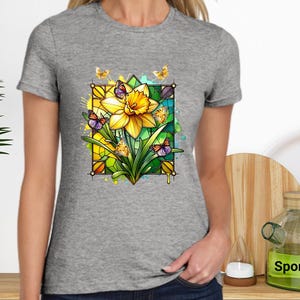 Daffodil and Butterflies, Daffodil Lovers Shirt, Mother&#39;s Day Shirt, Gardener Gift, Flower Lover Gift, Floral Tee, Daffodil Gift, Softstyle