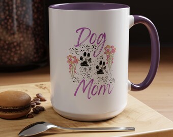 Taza de café con huella de pata de mamá perruna, regalo de cumpleaños para mamás perrunas, taza de café, 11 oz, 15 oz