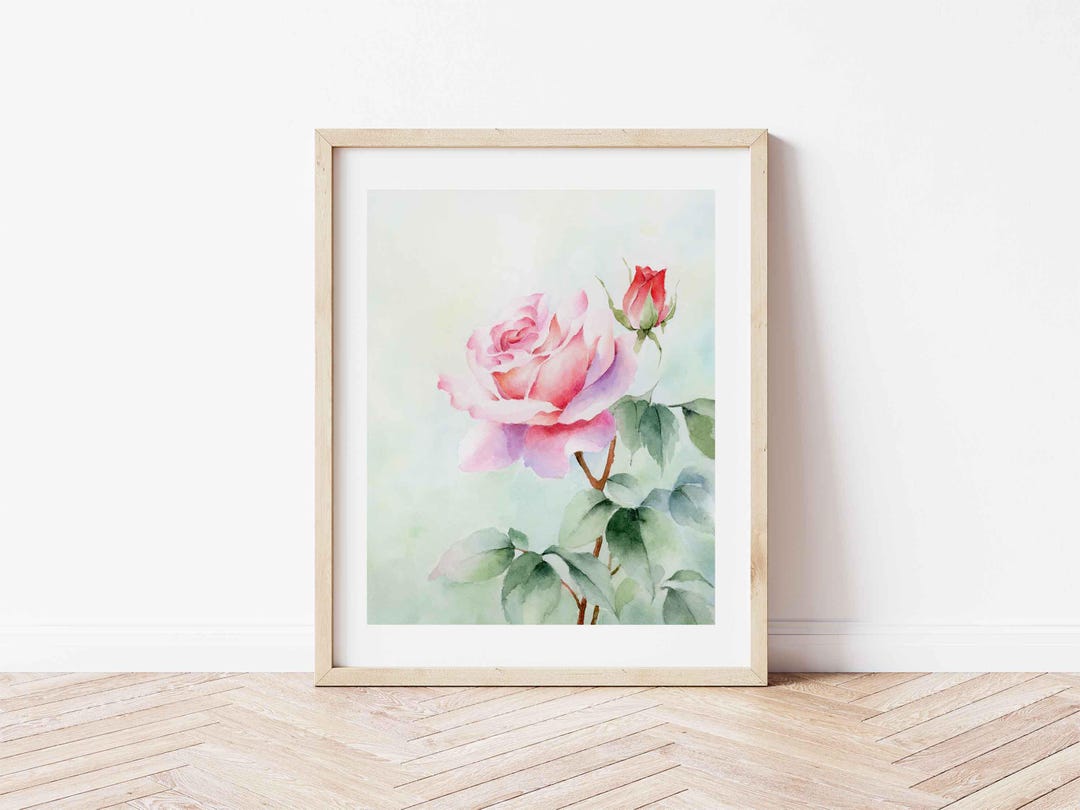 Rose Watercolor Art Print, Floral Painting Wall Art Home Decor - Etsy