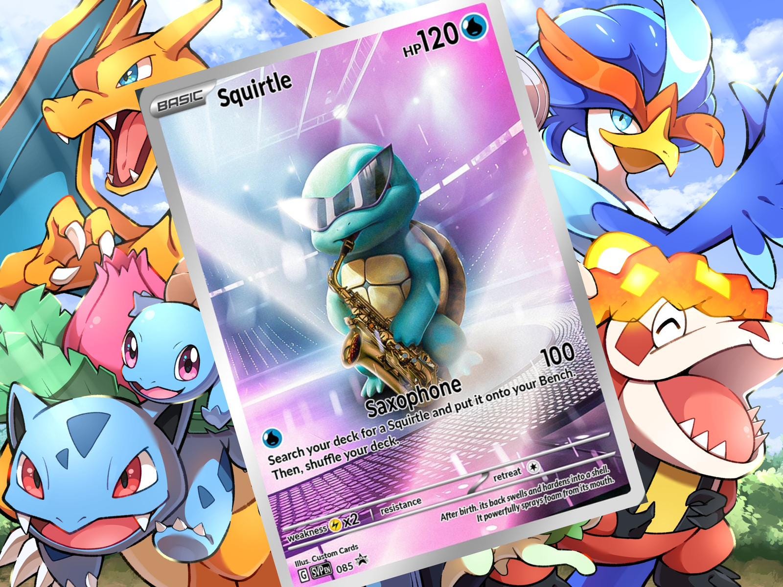 Squirtle gx vstar ex vmax pokemon custom card holographic