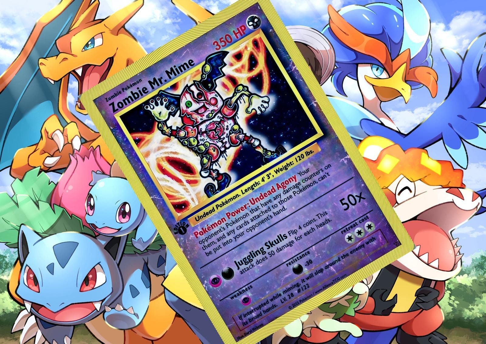 Zombie Mr. Mime Gx Vmax Pokemon Custom Card Holographic - Etsy