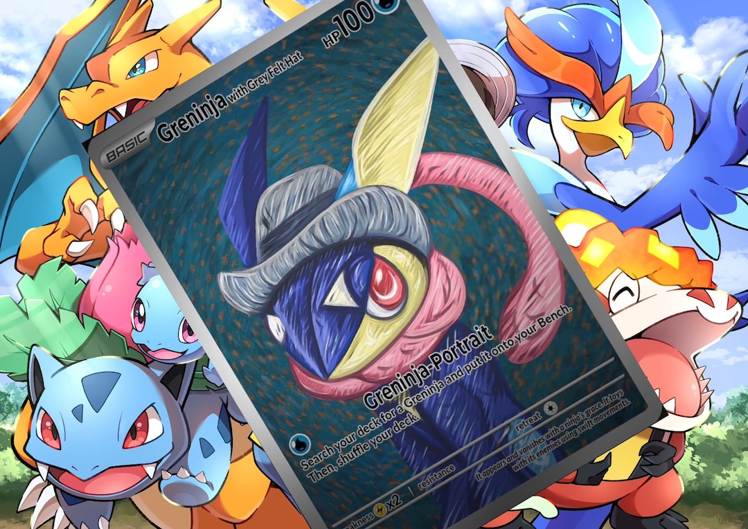 Greninja With Gray Felt Hat Gx V Vsstar Pokemon Custom Card