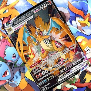 Cartão personalizado de Pokémon Zombie Charizard Vmax holográfico