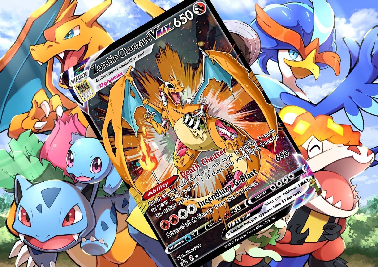 Zombie Charizard Vmax Pokemon Custom Card Holographic - Etsy