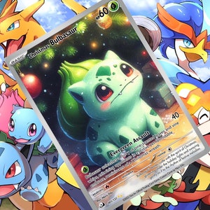 Kerstmis Bulbasaur V ex gx vstar pokemon aangepaste kaart holografisch