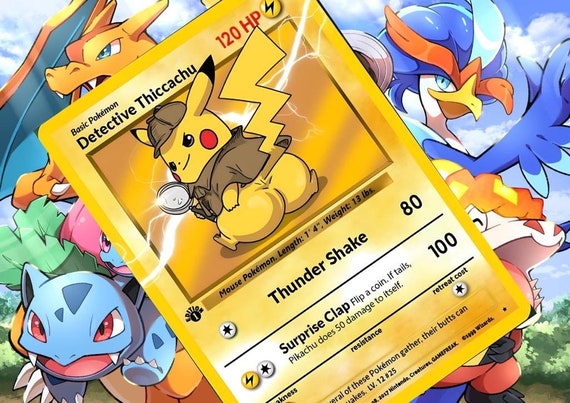 Detective thicc Pikachu V gx vstar pokemon custom card holographic