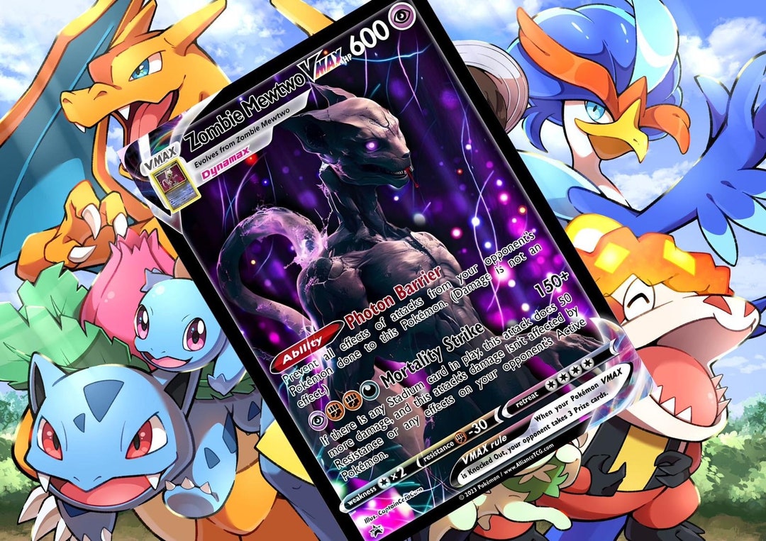 Zombie Mewtwo Vmax Vstar Pokemon Custom Card Holographic - Etsy