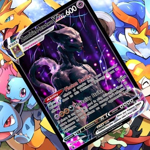 Zombie Mewtwo Vmax Vstar Pokemon benutzerdefinierte Karte holographisch