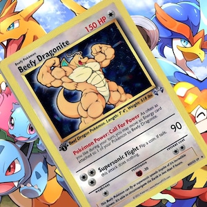Carta personalizada de Pokémon Beefy Dragonite Vmax holográfica