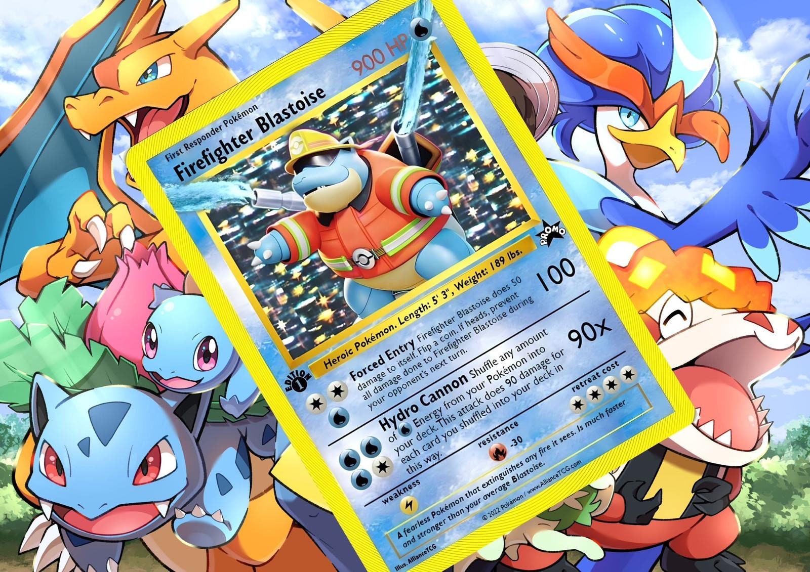 Feuerwehrmann Blastoise Vmax Vstar Pokemon benutzerdefinierte Karte holographisch