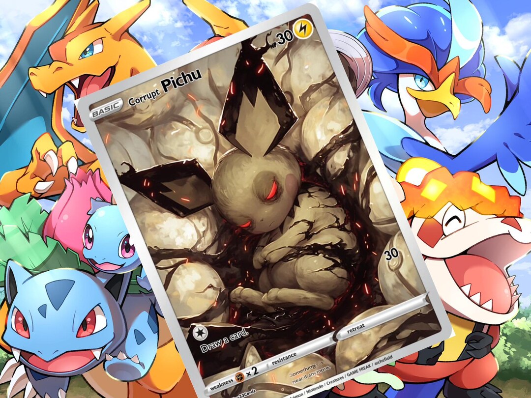 Corrupt Pichu V Ex Gx Vstar Pokemon Custom Card Holographic - Etsy