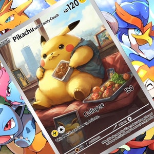 Pikachu com sofá confortável gx V vsstar pokemon cartão personalizado holográfico