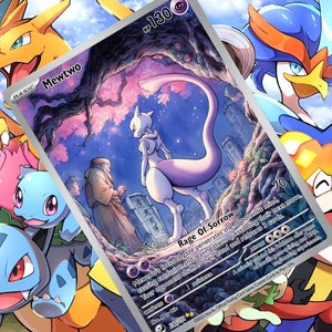 Mewtwo V ex gx vstar pokemon aangepaste kaart holografisch