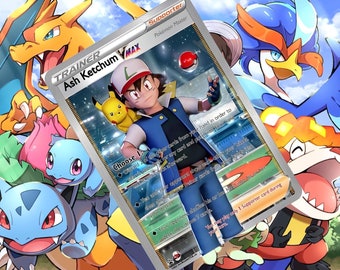 Ash Ketchum Vmax Pokemon Custom Card Holographic - Etsy