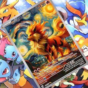 Carte Pokémon personnalisée holographique Van Gogh Arcanine V ex gx vstar
