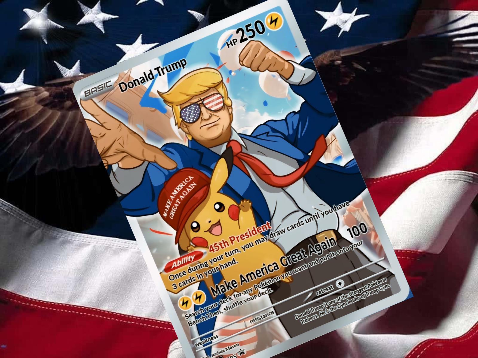 Donald Trump Pikachu Gx Vstar Ex Pokemon Custom Card Holographic