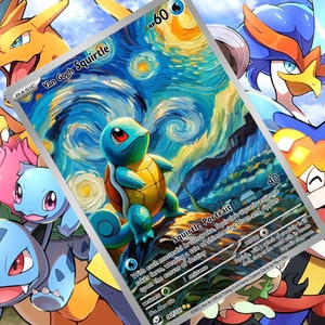 Van Gogh Squirtle V ex gx vstar pokemon tarjeta personalizada holográfica